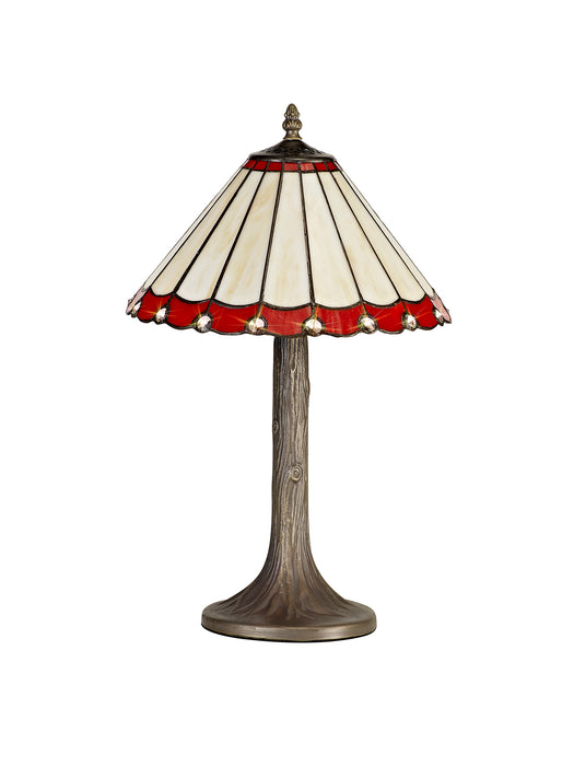 Regal Lighting SL-1203 1 Light Tree Tiffany Table Lamp 30cm Red And Cream With Clear Crystal Shade