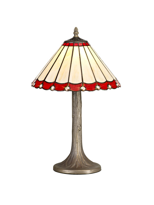 Regal Lighting SL-1203 1 Light Tree Tiffany Table Lamp 30cm Red And Cream With Clear Crystal Shade
