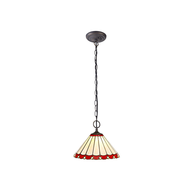 Regal Lighting SL-1199 2 Light 30cm Tiffany Pendant  Red And Cream With Clear Crystal Shade