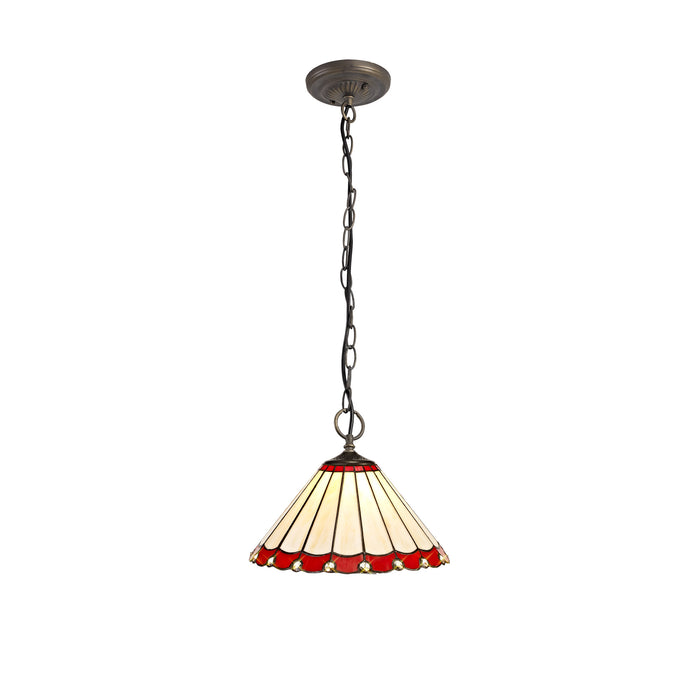 Regal Lighting SL-1198 3 Light 30cm Tiffany Pendant  Red And Cream With Clear Crystal Shade