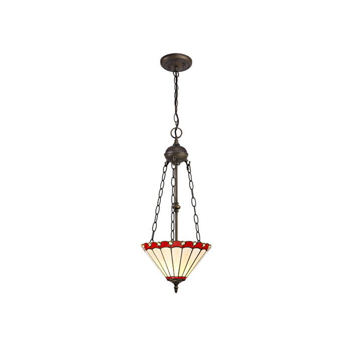 Regal Lighting SL-1195 2 Light 30cm Tiffany Uplighter Pendant Red And Cream With Clear Crystal Shade