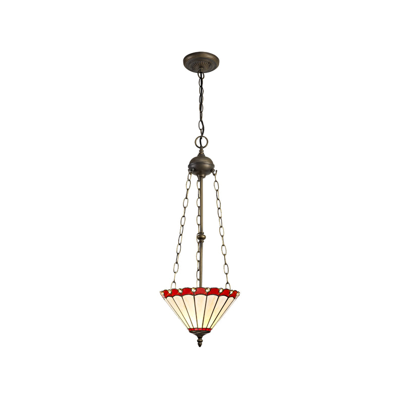 Regal Lighting SL-1194 3 Light 30cm Tiffany Pendant  Red And Cream With Clear Crystal Shade