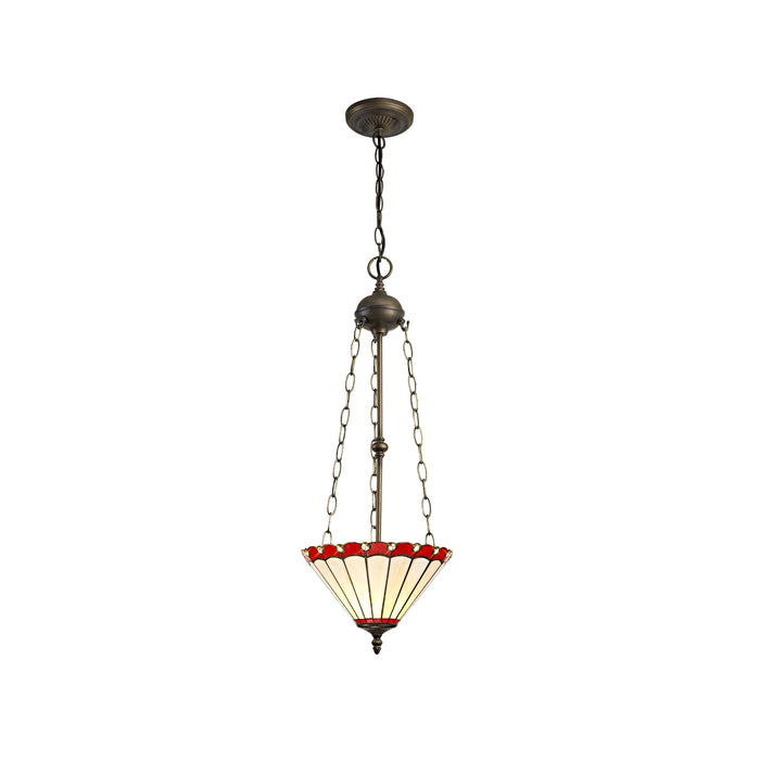 Regal Lighting SL-1194 3 Light 30cm Tiffany Pendant  Red And Cream With Clear Crystal Shade