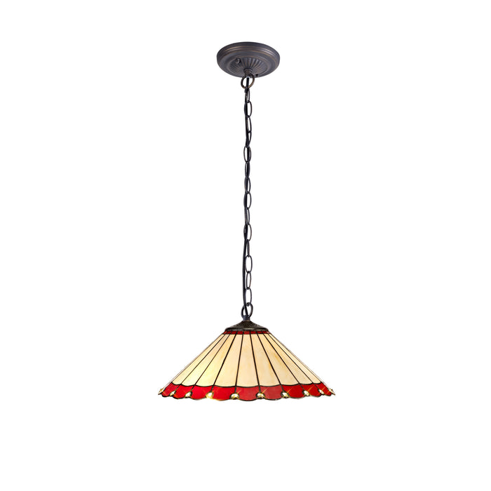 Regal Lighting SL-1190 1 Light 40cm Tiffany Pendant  Red And Cream With Clear Crystal Shade