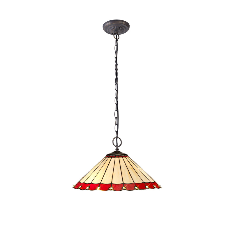 Regal Lighting SL-1189 2 Light 40cm Tiffany Pendant  Red And Cream With Clear Crystal Shade