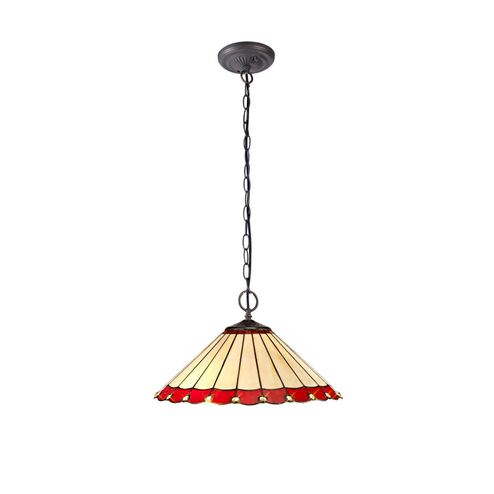 Regal Lighting SL-1189 2 Light 40cm Tiffany Pendant  Red And Cream With Clear Crystal Shade