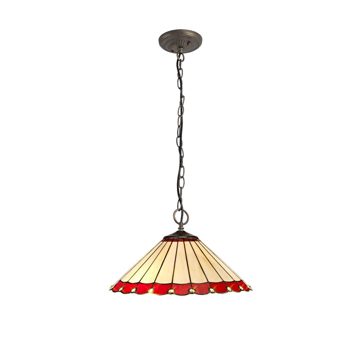 Regal Lighting SL-1188 3 Light 40cm Tiffany Pendant  Red And Cream With Clear Crystal Shade