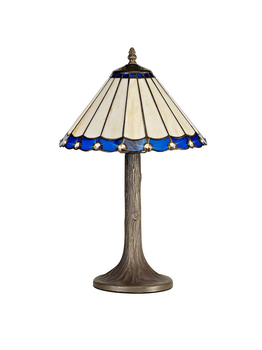 Regal Lighting SL-1181 1 Light Tree Tiffany Table Lamp 30cm Blue And Cream With Clear Crystal Shade