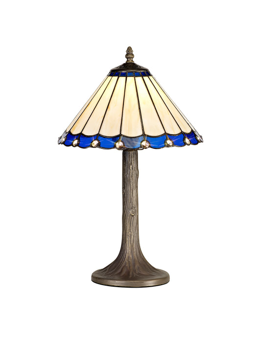 Regal Lighting SL-1181 1 Light Tree Tiffany Table Lamp 30cm Blue And Cream With Clear Crystal Shade