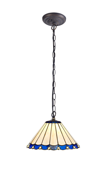 Regal Lighting SL-1178 1 Light 30cm Tiffany Pendant  Blue And Cream With Clear Crystal Shade