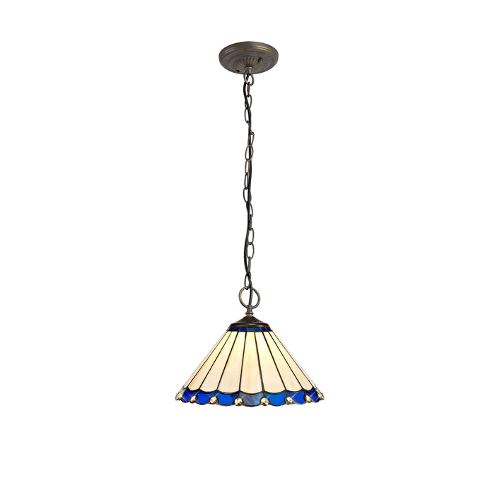 Regal Lighting SL-1176 3 Light 30cm Tiffany Pendant  Blue And Cream With Clear Crystal Shade