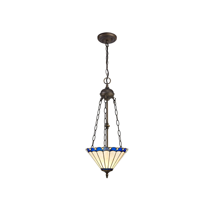 Regal Lighting SL-1173 2 Light 30cm Tiffany Uplighter Pendant Blue And Cream With Clear Crystal Shade