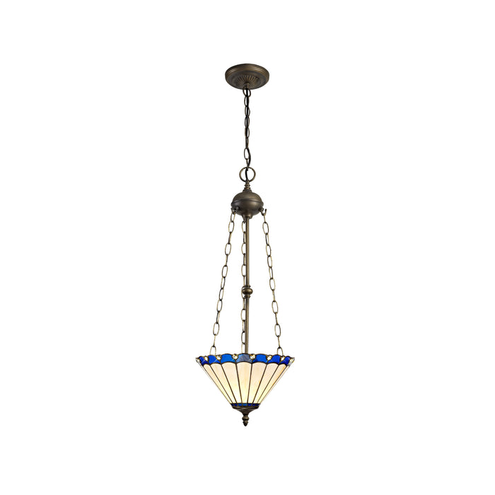 Regal Lighting SL-1172 3 Light 30cm Tiffany Uplighter Pendant Blue And Cream With Clear Crystal Shade