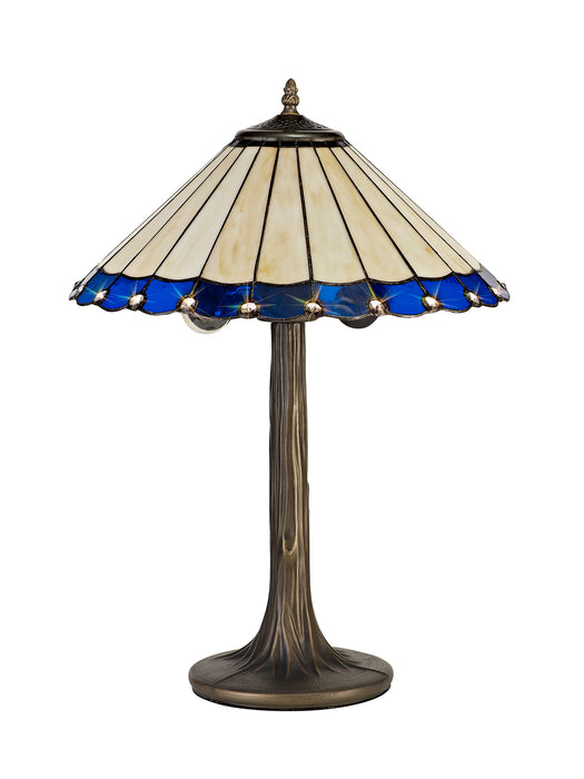 Regal Lighting SL-1171 2 Light Tree Tiffany Table Lamp 40cm Blue And Cream With Clear Crystal Shade