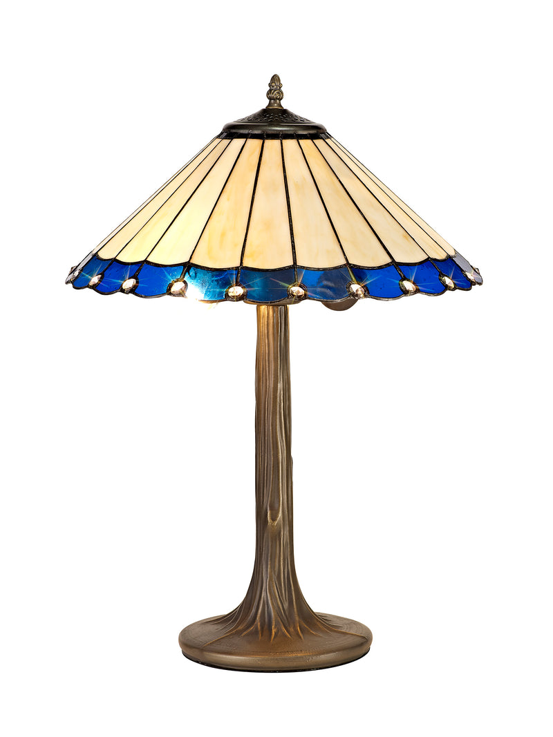 Regal Lighting SL-1171 2 Light Tree Tiffany Table Lamp 40cm Blue And Cream With Clear Crystal Shade