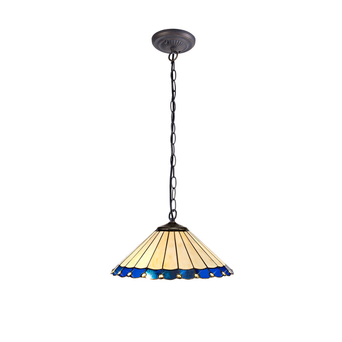 Regal Lighting SL-1168 1 Light 40cm Tiffany Pendant  Blue And Cream With Clear Crystal Shade