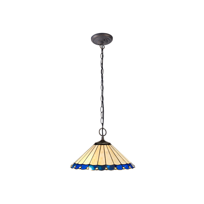 Regal Lighting SL-1167 2 Light 40cm Tiffany Pendant  Blue And Cream With Clear Crystal Shade