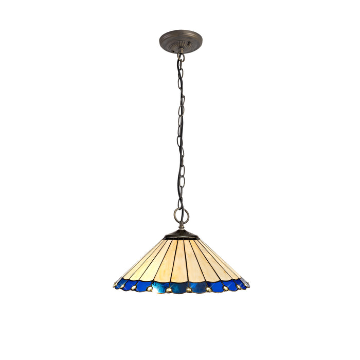Regal Lighting SL-1166 3 Light 40cm Tiffany Pendant  Blue And Cream With Clear Crystal Shade