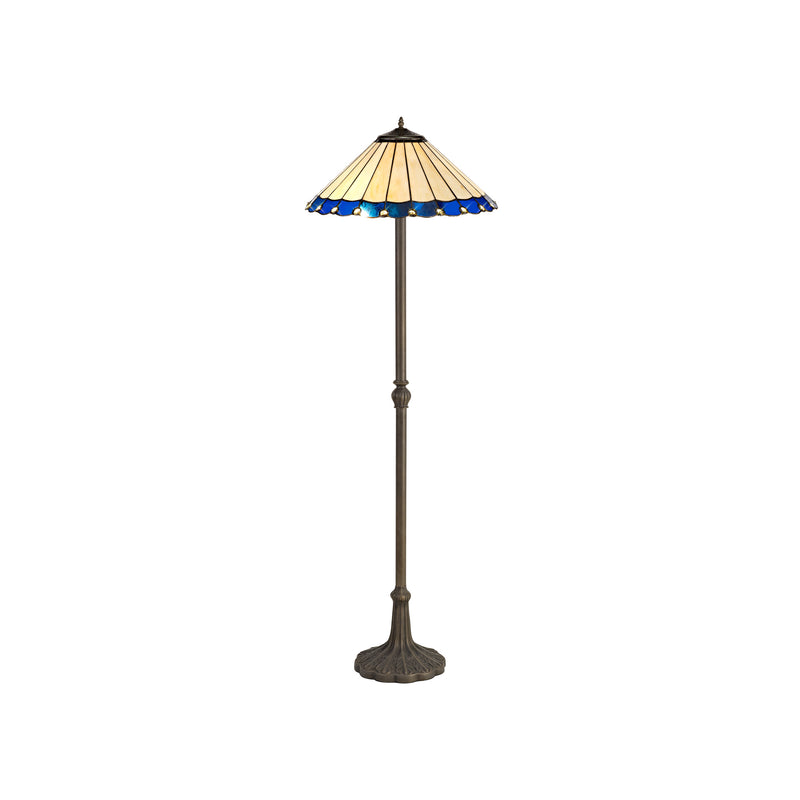 Regal Lighting SL-1162 2 Light Leaf Tiffany Floor Lamp 40cm Cream And Blue With Clear Crystal Shade