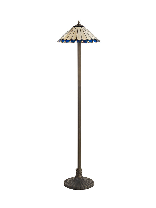 Regal Lighting SL-1161 2 Light Stepped Tiffany Floor Lamp 40cm Cream And Blue With Clear Crystal Shade