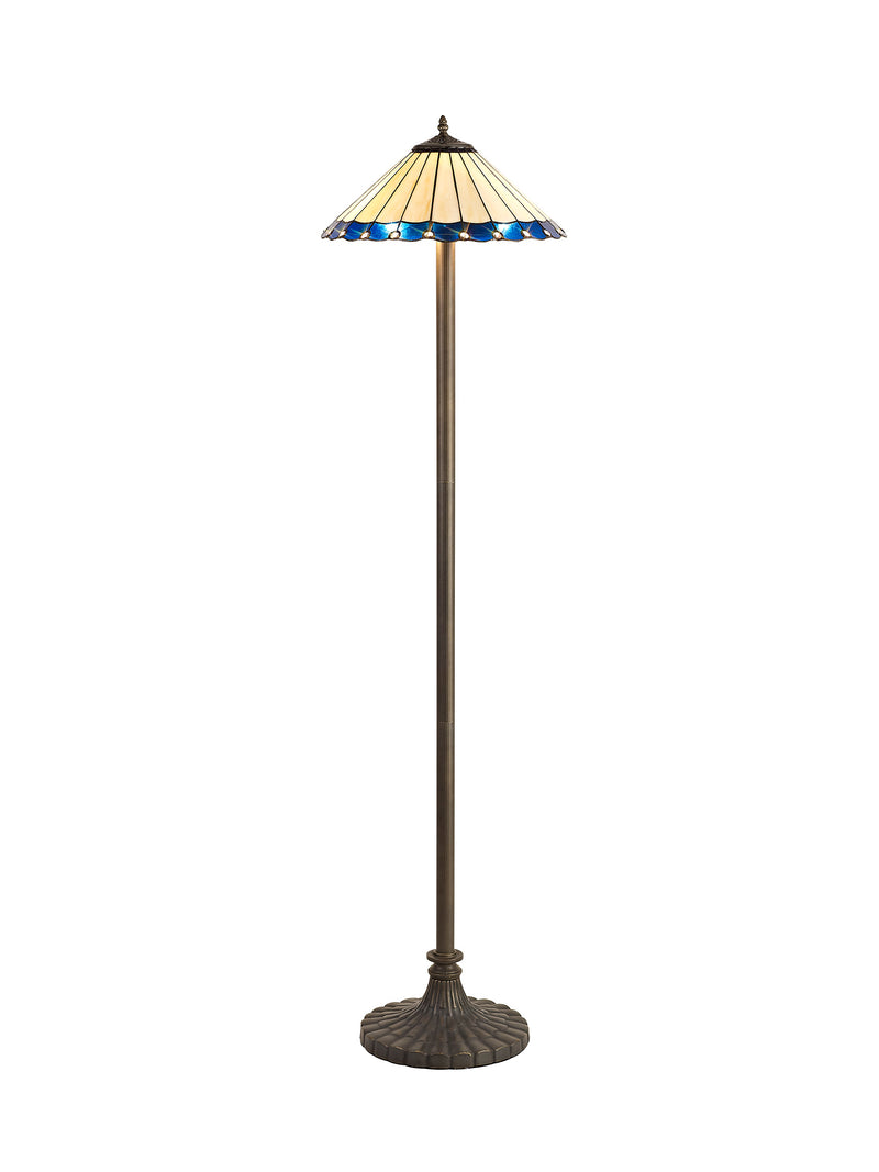 Regal Lighting SL-1161 2 Light Stepped Tiffany Floor Lamp 40cm Cream And Blue With Clear Crystal Shade