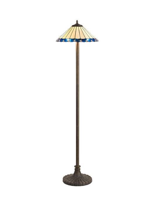 Regal Lighting SL-1161 2 Light Stepped Tiffany Floor Lamp 40cm Cream And Blue With Clear Crystal Shade