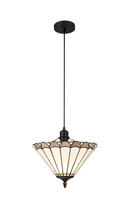 Regal Lighting SL-1160 1 Light 30cm Tiffany Uplighter Pendant Grey And Cream With Clear Crystal Shade