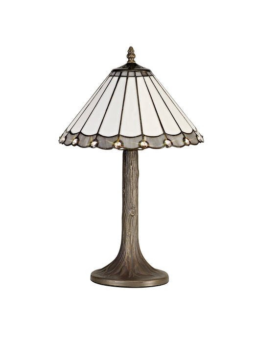 Regal Lighting SL-1159 1 Light Tree Tiffany Table Lamp 30cm Grey And Cream With Clear Crystal Shade