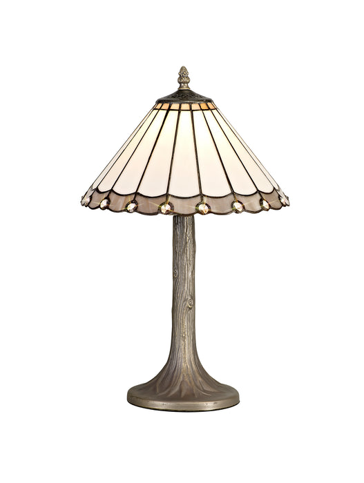 Regal Lighting SL-1159 1 Light Tree Tiffany Table Lamp 30cm Grey And Cream With Clear Crystal Shade