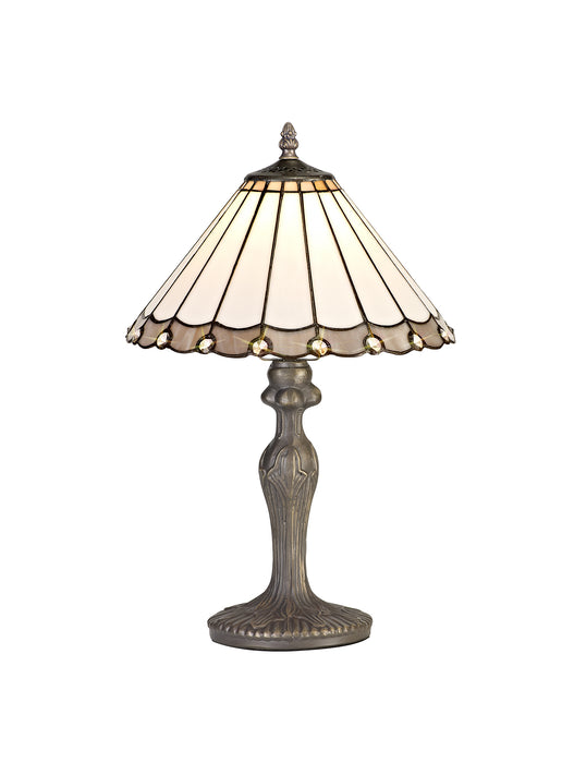 Regal Lighting SL-1158 1 Light Curved Tiffany Table Lamp 30cm Grey And Cream With Clear Crystal Shade