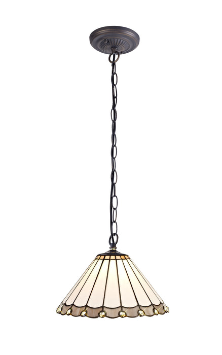 Regal Lighting SL-1156 1 Light 30cm Tiffany Pendant  Grey And Cream With Clear Crystal Shade