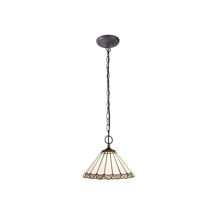 Regal Lighting SL-1155 2 Light 30cm Tiffany Uplighter Pendant Grey And Cream With Clear Crystal Shade