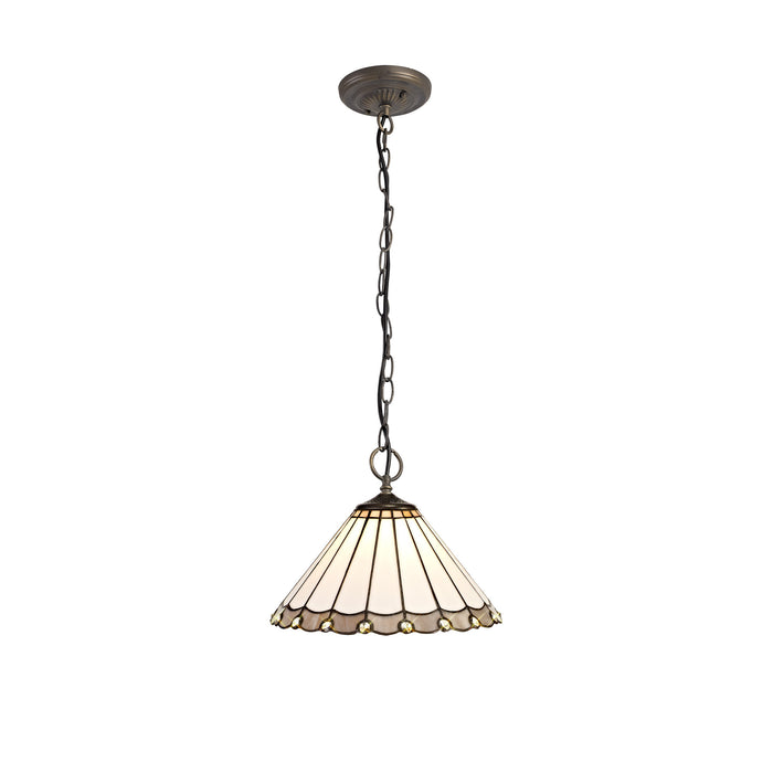 Regal Lighting SL-1154 3 Light 30cm Tiffany Pendant  Grey And Cream With Clear Crystal Shade