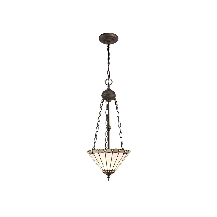 Regal Lighting SL-1151 2 Light 30cm Tiffany Uplighter Pendant Grey And Cream With Clear Crystal Shade