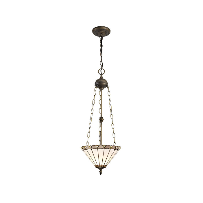 Regal Lighting SL-1150 3 Light 30cm Tiffany Uplighter Pendant Grey And Cream With Clear Crystal Shade