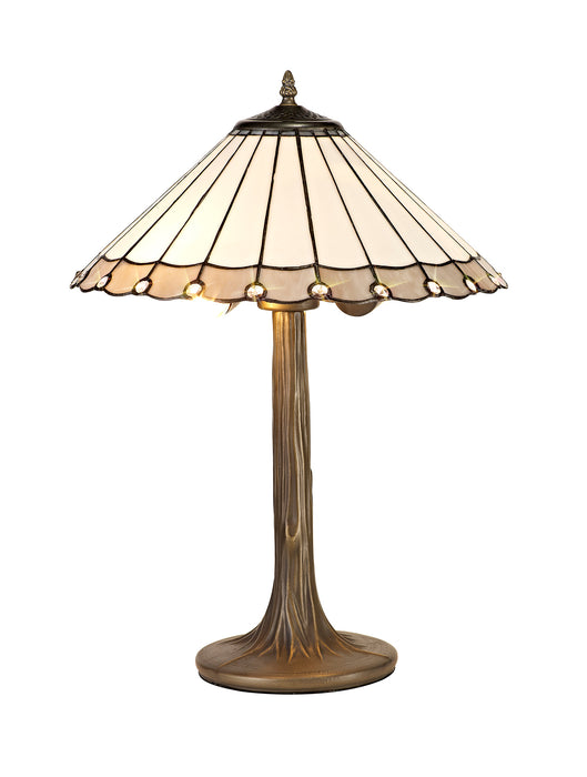 Regal Lighting SL-1149 2 Light Tree Tiffany Table Lamp 40cm Grey And Cream With Clear Crystal Shade