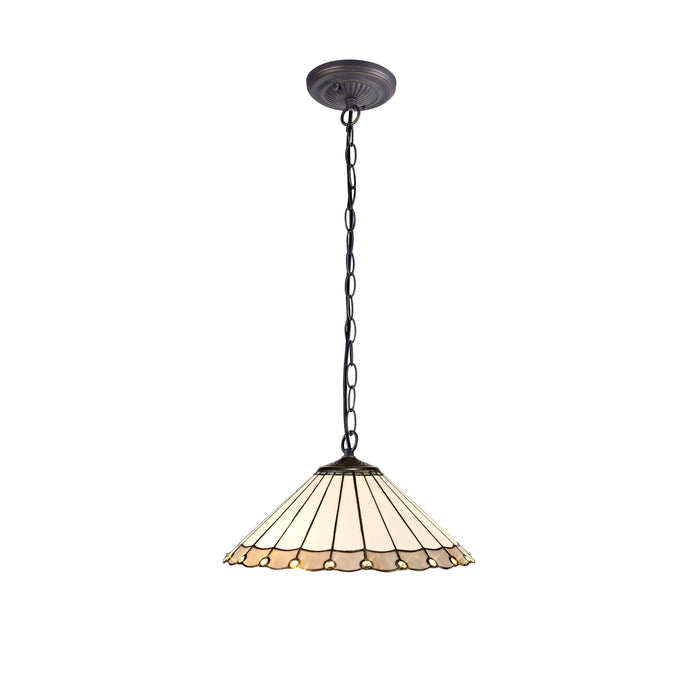 Regal Lighting SL-1146 1 Light 40cm Tiffany Pendant  Grey And Cream With Clear Crystal Shade