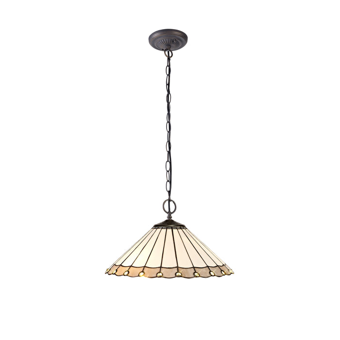 Regal Lighting SL-1145 2  Light 40cm Tiffany Pendant  Grey And Cream With Clear Crystal Shade