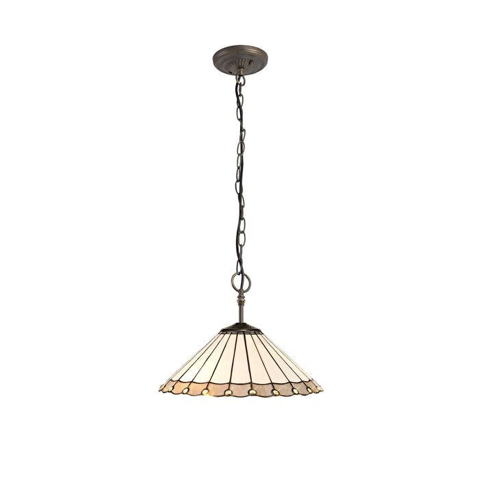 Regal Lighting SL-1144 3 Light 40cm Tiffany Pendant  Grey And Cream With Clear Crystal Shade