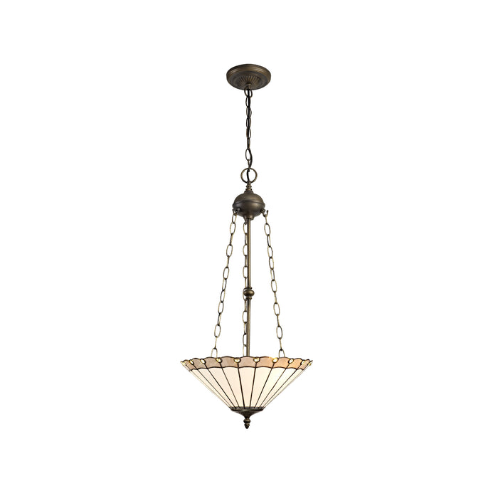 Regal Lighting SL-1142 3 Light 40cm Tiffany Uplighter Pendant Grey And Cream With Clear Crystal Shade