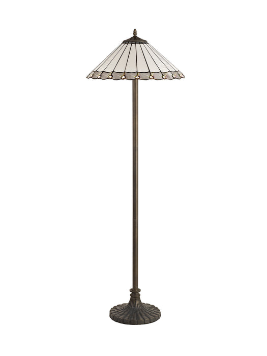 Regal Lighting SL-1139 2 Light Stepped Tiffany Floor Lamp 40cm Cream And Grey With Clear Crystal Shade