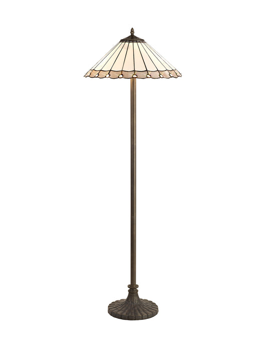 Regal Lighting SL-1139 2 Light Stepped Tiffany Floor Lamp 40cm Cream And Grey With Clear Crystal Shade