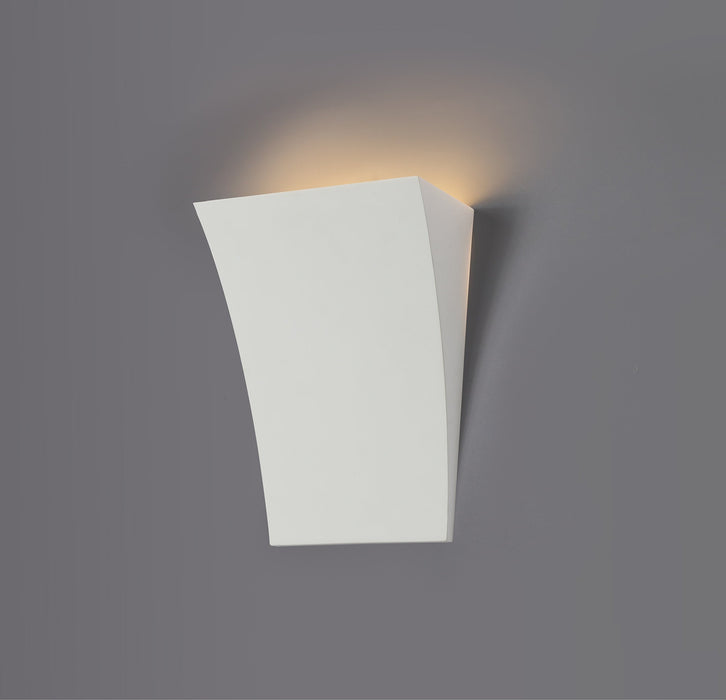 Deco Valerie Curved Rectangular Wall Lamp, 2 x G9 (Max 25W), White Paintable Gypsum, 1yr Warranty • D0514