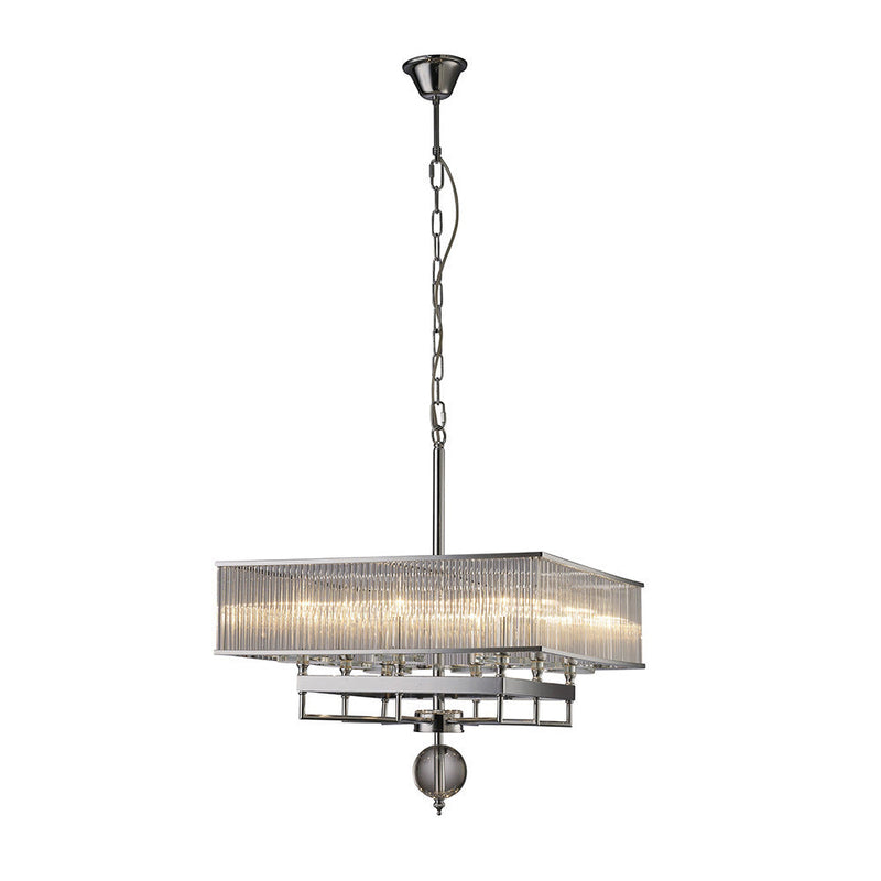 Diyas Vanessa Pendant Square 8 Light E14 Polished Chrome/Crystal • IL31413