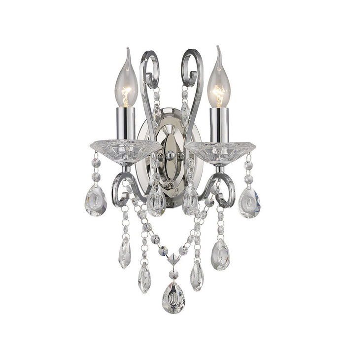 Diyas Vela Wall Lamp Switched 2 Light E14 Polished Chrome/Crystal • IL31362