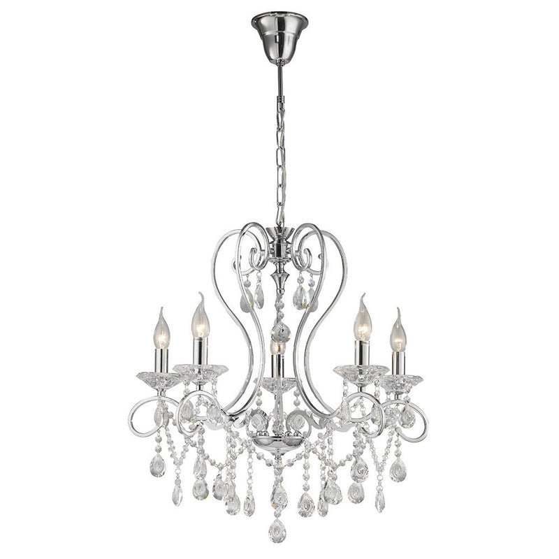 Diyas Vela Pendant 5 Light E14 Polished Chrome/Crystal • IL31365