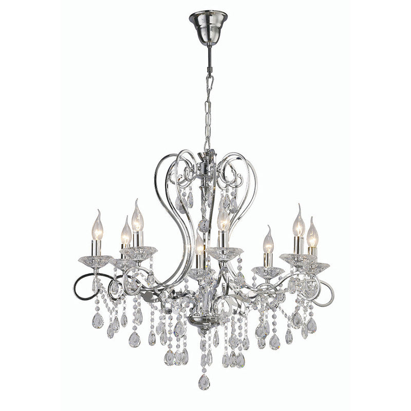 Diyas Vela Pendant 8 Light E14 Polished Chrome/Crystal • IL31368