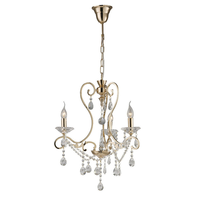 Diyas Vela Pendant 3 Light E14 French Gold/Crystal • IL32063
