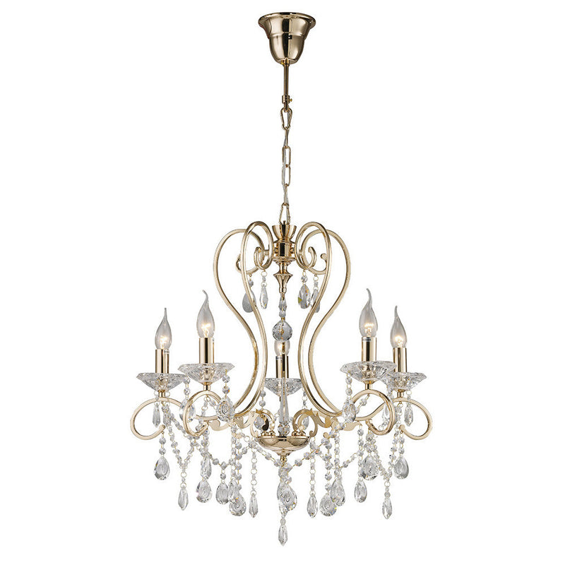 Diyas Vela Pendant 5 Light E14 French Gold/Crystal • IL32065