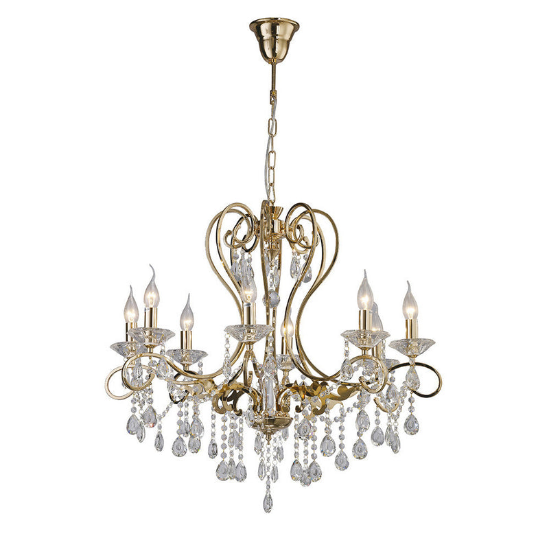 Diyas Vela Pendant 8 Light E14 French Gold/Crystal • IL32068